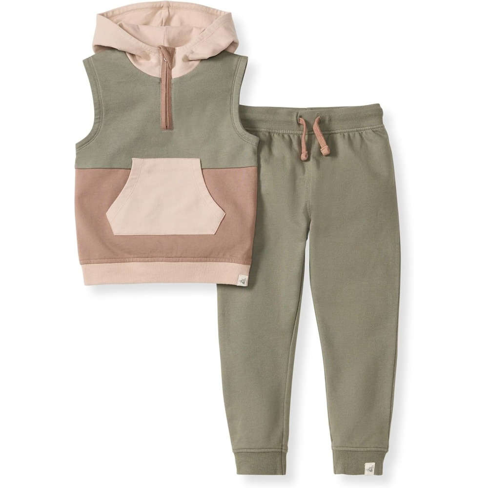 image:imageBurts Bees Baby babyboys Shirt and Pant Set Long Sleeve Top amp Bottom Outfit Bundle 100 Organic CottonSleeveless Colorblocked