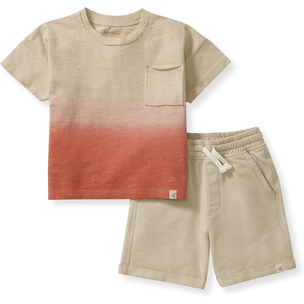 image:imageBurts Bees Baby babyboys Shirt and Pant Set Long Sleeve Top amp Bottom Outfit Bundle 100 Organic CottonStone Dip Dye