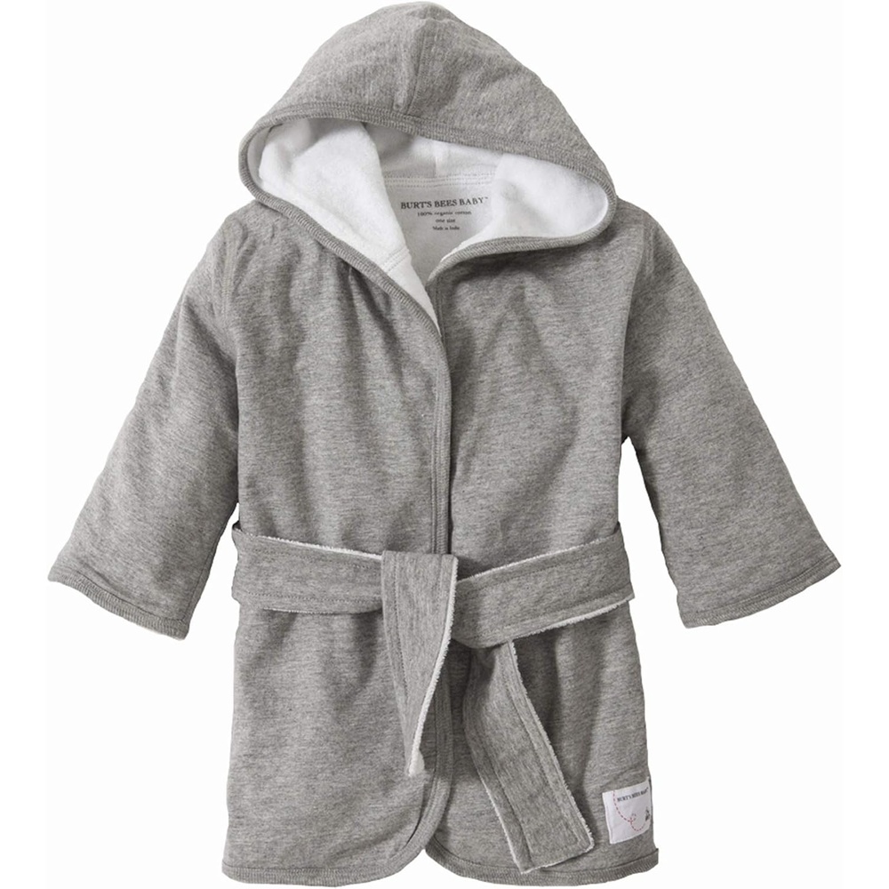 image:imageBurts Bees Baby babygirls Unisex Baby Infant Unisex Hooded Robe Organic Knit Terry BathrobeHeather Grey