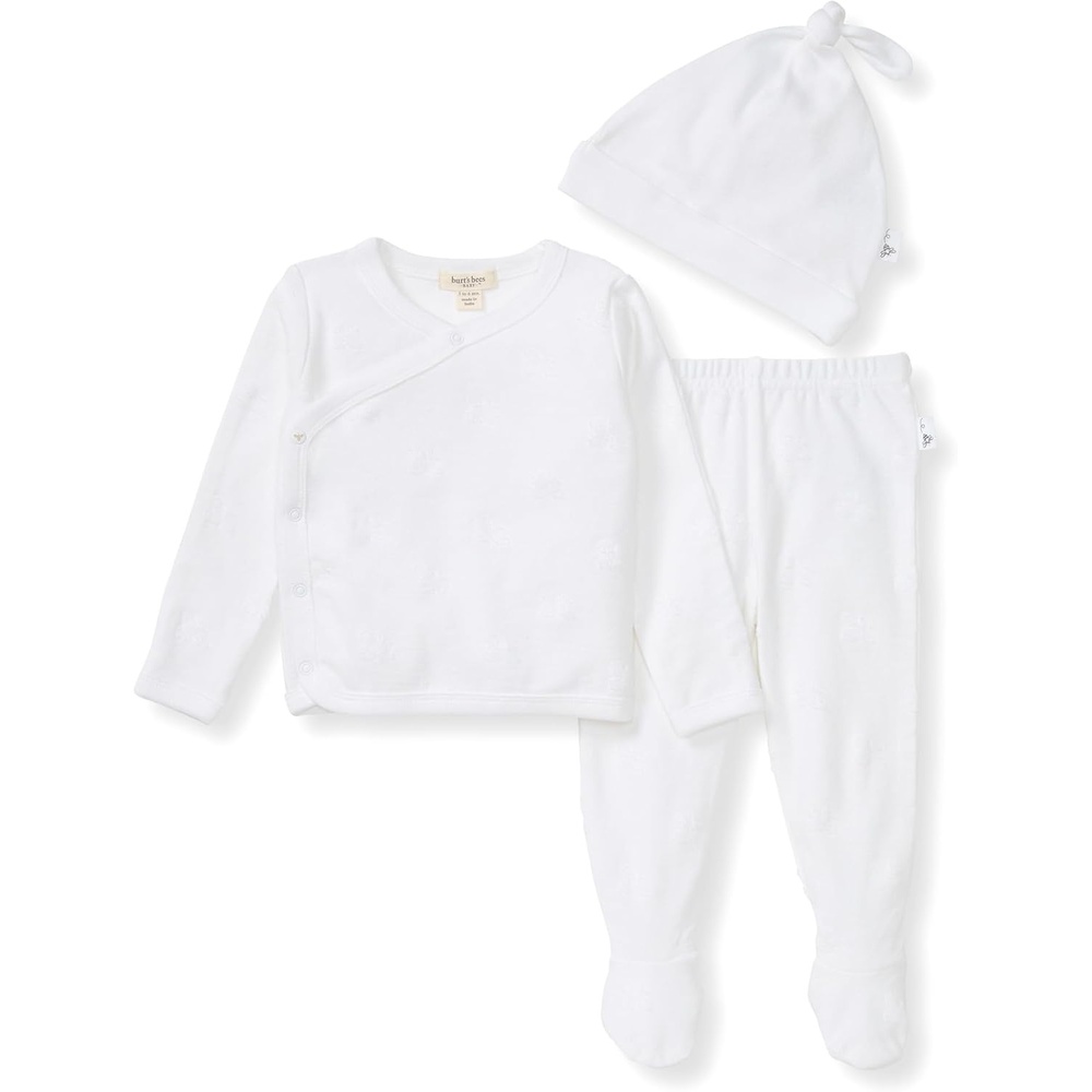 image:imageBurts Bees Baby babygirls Unisex Baby Take Me Home Set 3piece Top Pant and Hat BundleCloud Raised Terry Bee
