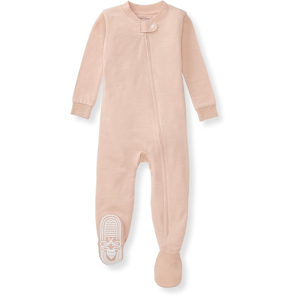 image:imageBurts Bees Baby unisexbaby Honeysoft Sleeper Pajamas Zip Front Nonslip Footed Footie Pjs Organic Cotton amp LyocellApple Jersey Slub