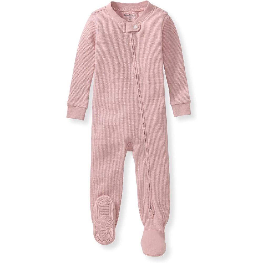 image:imageBurts Bees Baby unisexbaby Honeysoft Sleeper Pajamas Zip Front Nonslip Footed Footie Pjs Organic Cotton amp LyocellPersian Rose Thermal