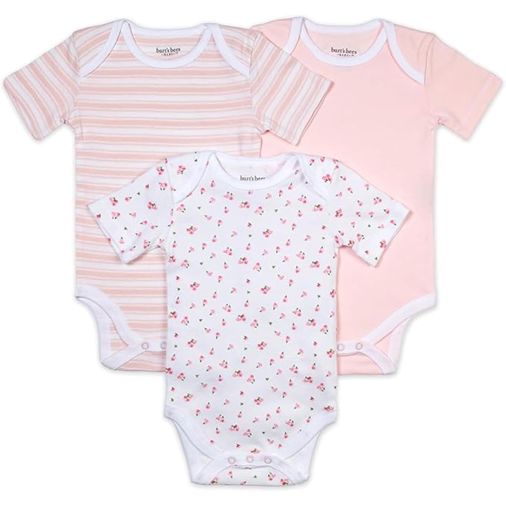 image:imageOrganic Baby Bodysuits 3Pack by Burts Bees BabyTossed Tulips