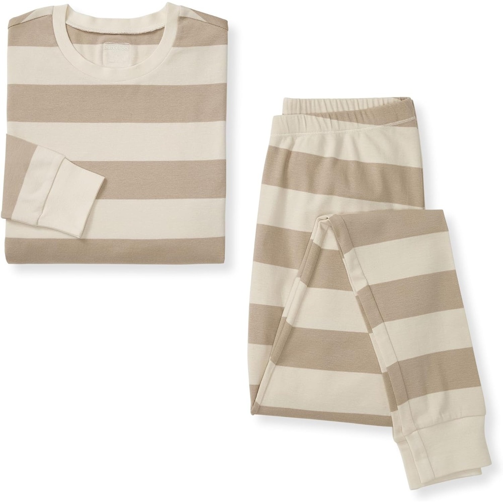 image:imageRugby Stripe Organic Cotton Mommy amp Me Pajamas Oat by Burts Bees BabyOat Rugby Stripe