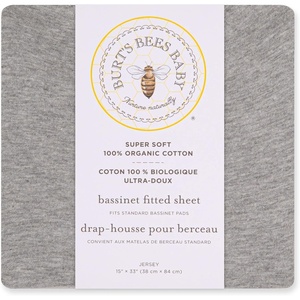 Bassinet Sheet, Infant Fitted BEESNUG Cover, 100% Organic Cotton, Soft Unisex Newborn Essentials for All Standard Oval or Rectangle Bassinet Bed Pads or Mattresses – 15 x 33 Inches(Grey)