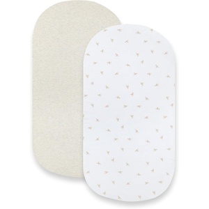 Bassinet Sheet, Infant Fitted BEESNUG Cover, 100% Organic Cotton, Soft Unisex Newborn Essentials for All Standard Oval or Rectangle Bassinet Bed Pads or Mattresses – 15 x 33 Inches(Golden Bee)