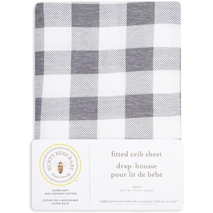 Burt’s Bees Baby – Fitted Crib Sheet, Girls Boys & Unisex 100% Organic Cotton Crib Sheet for Standard Crib & Toddler Mattresses(Grey Check)