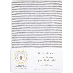 Burt’s Bees Baby – Fitted Crib Sheet, Girls Boys & Unisex 100% Organic Cotton Crib Sheet for Standard Crib & Toddler Mattresses(Grey Stripe)