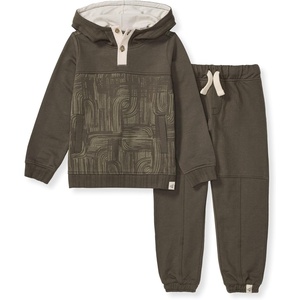 Burt’s Bees Baby Baby Boys’ Hoodie and Pant Set, Top & Bottom Outfit Bundle, 100% Organic Cotton(Abstract Waterfalls)