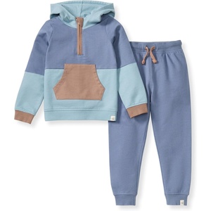 Burt’s Bees Baby Baby Boys’ Hoodie and Pant Set, Top & Bottom Outfit Bundle, 100% Organic Cotton(Flint Blue)