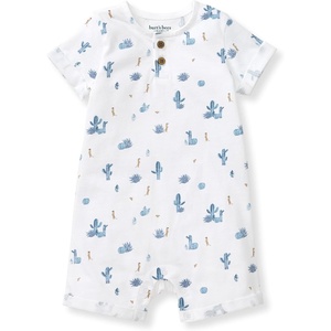 Burt’s Bees Baby Baby Boys’ Short Sleeve Rompers, 100% Organic Cotton One-piece Coverall and Layette Set(Blue Desert Life)