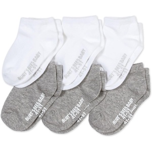 Burt’s Bees Baby Baby Girls’ Ankle Socks with Non-Slip Grips, Organic Soft Cotton Toddler Socks Baby Essential, 6-Pack(Heather Grey/White)