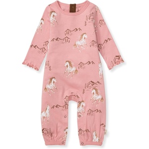 Burt’s Bees Baby Baby Girls’ Jumpsuit, 100% Organic Cotton One-piece Long Sleeve Ruffle Outfit Coverall(Horse Love)