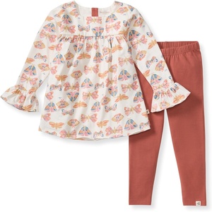 Burt’s Bees Baby Baby Girls Long Sleeve Top and Pant Set, 100% Organic Cotton Outfit(Boho Butterflies)