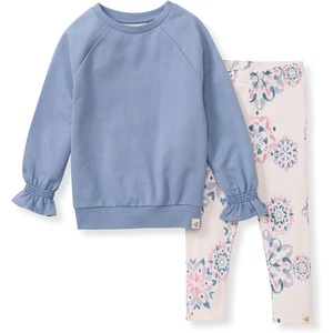 Burt’s Bees Baby Baby Girls Long Sleeve Top and Pant Set, 100% Organic Cotton Outfit(Homemade Snowflakes)