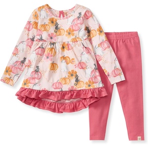 Burt’s Bees Baby Baby Girls Long Sleeve Top and Pant Set, 100% Organic Cotton Outfit(Magical Pumpkin)