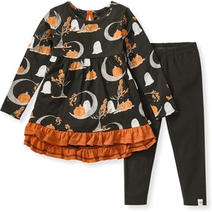 Burt’s Bees Baby Baby Girls Long Sleeve Top and Pant Set, 100% Organic Cotton Outfit(Moonlight Fright)