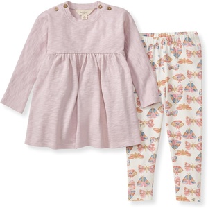 Burt’s Bees Baby Baby Girls Long Sleeve Top and Pant Set, 100% Organic Cotton Outfit(Soft Violet Slub)