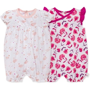 Burt’s Bees Baby Baby Girls Romper – 100% Organic Cotton, One-Piece Shortall Girl Outfit(Graceful Swans)