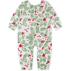 Burt’s Bees Baby Baby Girls Romper – 100% Organic Cotton, One-Piece Shortall Girl Outfit(Holly Jolly)