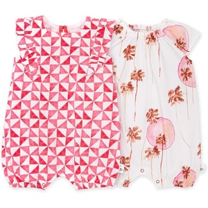 Burt’s Bees Baby Baby Girls Romper – 100% Organic Cotton, One-Piece Shortall Girl Outfit(Santa Monica)