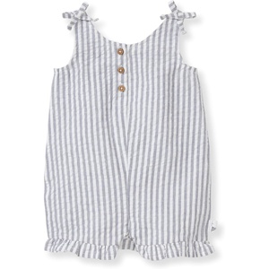 Burt’s Bees Baby Baby Girls Romper – 100% Organic Cotton, One-Piece Shortall Girl Outfit(Striped Seersucker)