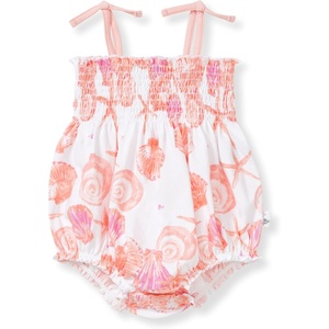 Burt’s Bees Baby Baby Girls Romper – 100% Organic Cotton, One-Piece Shortall Girl Outfit(Swirly Seashells)