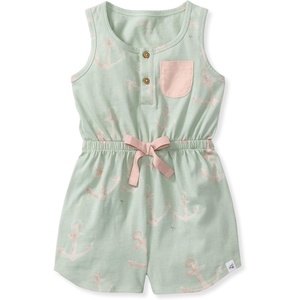 Burt’s Bees Baby Baby Girls Romper, 100% Organic Cotton One-piece Shortall and Layette Set Girl Outfit(Anchors Aweigh)