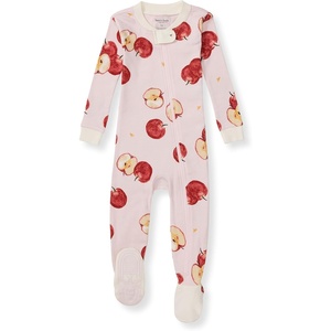 Burt’s Bees Baby Baby Girls Sleeper Pajamas, 100% Organic Cotton, One-piece PJs, Diagonal Zip Up Jumpsuit, Snug Fit Footie(Apple Orchard)