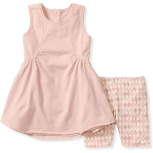 Burt’s Bees Baby Baby Girls’ Top and Pant Set, Sleeveless Tunic and Leggings Bundle, 100% Organic Cotton(Diamond Tile)