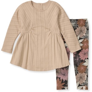 Burt’s Bees Baby Baby Girls Top and Pant Set, Tunic and Leggings Bundle, 100% Organic Cotton(Chunky Rib Set)