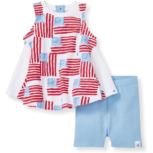 Burt’s Bees Baby Baby Girls Top and Pant Set, Tunic and Leggings Bundle, 100% Organic Cotton(Grand Ol’ Flag)