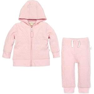 Burt’s Bees Baby Baby Girls Top and Pant Set, Tunic and Leggings Bundle, 100% Organic Cotton(Pink Jacket & Pant Set)