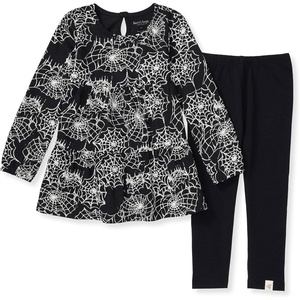 Burt’s Bees Baby Baby Girls Top and Pant Set, Tunic and Leggings Bundle, 100% Organic Cotton(Spiderwebs Set)