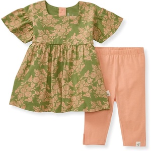 Burt’s Bees Baby Baby Girls Top and Pant Set, Tunic and Leggings Bundle, 100% Organic Cotton(Vibrant Garden)
