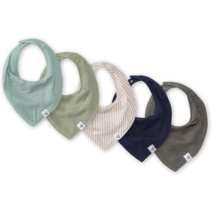 Burt’s Bees Baby Bandana Bib Set with Snap Closure(Sea Foam Blue)