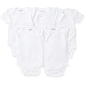 Burt’s Bees Baby Bodysuits, Short Sleeve and Long Sleeve One-Pieces, 100% Organic Cotton(Cloud Short Sleeve)