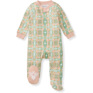 Burt’s Bees Baby Boys Footless Pajamas, Sleep and Play Loose Fit, 100% Organic Cotton Soft One-piece PJs(Floral Tile)