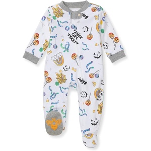 Burt’s Bees Baby Boys Footless Pajamas, Sleep and Play Loose Fit, 100% Organic Cotton Soft One-piece PJs(Halloween Treats)