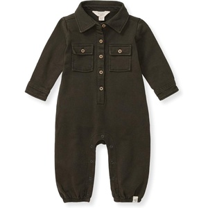 Burt’s Bees Baby Boys Jumpsuit, 100% Organic Cotton One-piece, Long Sleeve Button Down Coverall(Shadow Button Down)