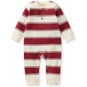 Burt’s Bees Baby Boys Jumpsuit, 100% Organic Cotton One-piece Long Sleeve Coverall(Rugby Peace Stripe)
