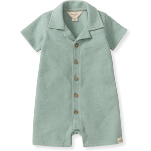Burt’s Bees Baby Boys Polo Romper, 100% Organic Cotton One-piece Shortall and Layette Set(Jade Stone)