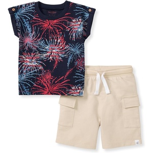 Burt’s Bees Baby Boys Shirt and Pant Set, Top & Shorts Outfit Bundle, 100% Organic Cotton(Celebrate America)