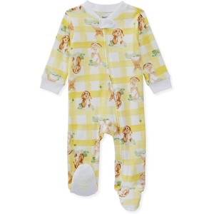 Burt’s Bees Baby Boys Sleep and Play PJs, 100% Organic Cotton One-Piece Zip Front Romper Jumpsuit Pajamas(Bunny Plaid)