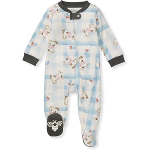 Burt’s Bees Baby Boys Sleep and Play PJs, 100% Organic Cotton One-Piece Zip Front Romper Jumpsuit Pajamas(Little Moo)