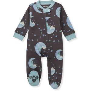 Burt’s Bees Baby Boys Sleep and Play PJs, 100% Organic Cotton One-Piece Zip Front Romper Jumpsuit Pajamas(Moonlit Forest)
