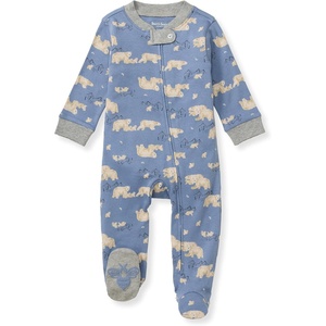 Burt’s Bees Baby Boys Sleep and Play PJs, 100% Organic Cotton One-Piece Zip Front Romper Jumpsuit Pajamas(Polar Mountain)