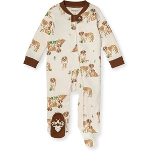Burt’s Bees Baby Boys Sleep and Play PJs, 100% Organic Cotton One-Piece Zip Front Romper Jumpsuit Pajamas(St Bernard)