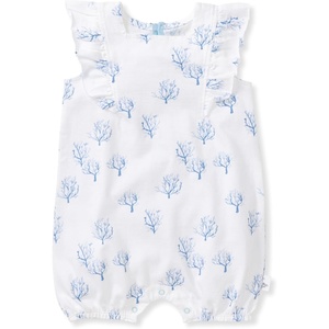 Burt’s Bees Baby Girls Bubble Romper, 100% Organic Cotton One-piece Shortall and Layette Girl Outfit(Coral)