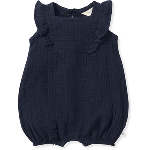 Burt’s Bees Baby Girls Bubble Romper, 100% Organic Cotton One-piece Shortall and Layette Girl Outfit(Dotted Muslin)
